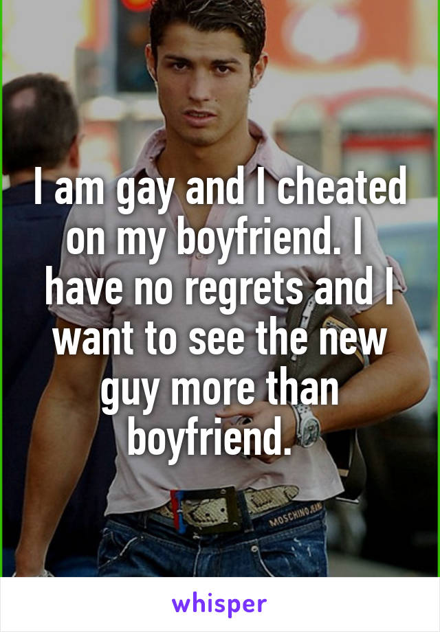 I am gay and I cheated on my boyfriend. I  have no regrets and I want to see the new guy more than boyfriend.  