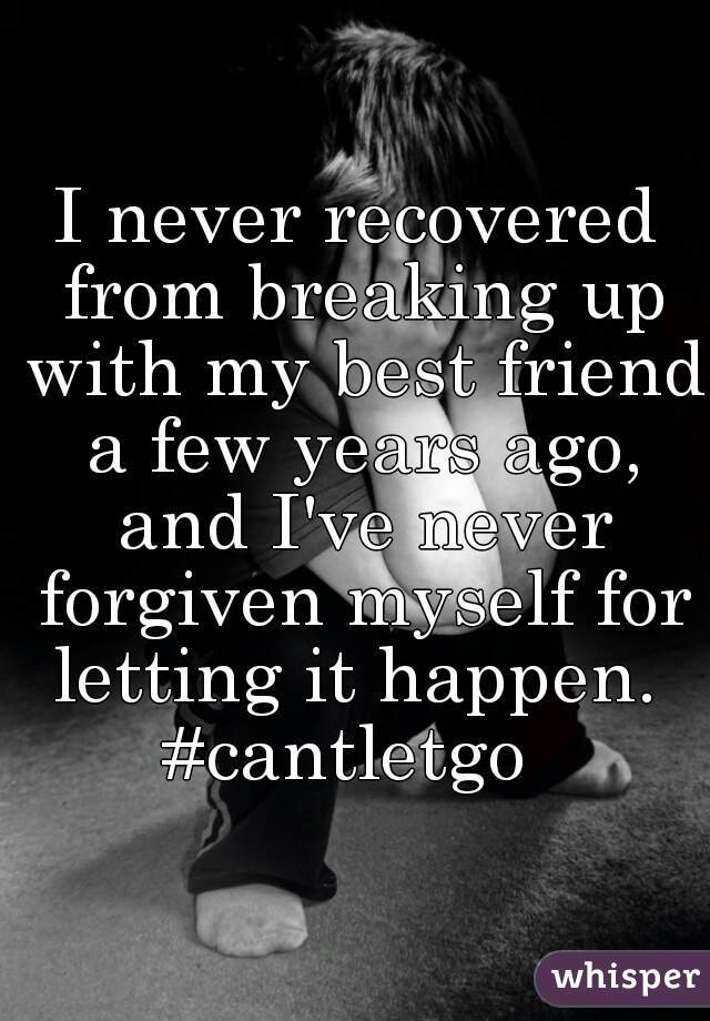 I never recovered from breaking up with my best friend a few years ago, and I've never forgiven myself for letting it happen. 
#cantletgo 