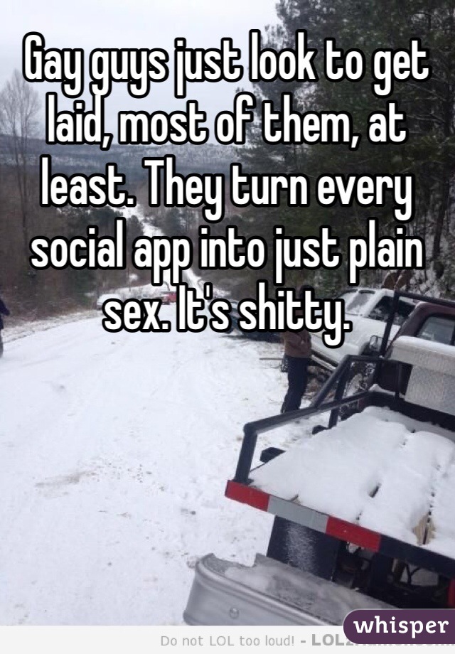 Gay guys just look to get laid, most of them, at least. They turn every social app into just plain sex. It's shitty. 