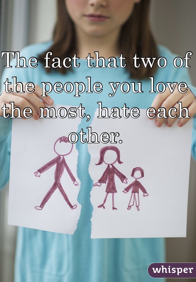 The fact that two of the people you love the most, hate each other. 