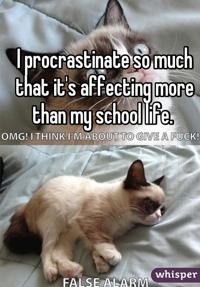 I procrastinate so much that it's affecting more than my school life. 