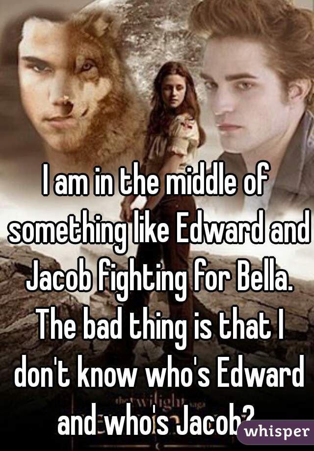 I am in the middle of something like Edward and Jacob fighting for Bella. The bad thing is that I don't know who's Edward and who's Jacob? 