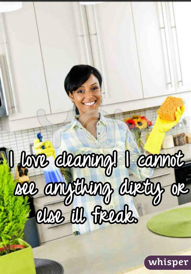 I love cleaning! I cannot see anything dirty or else ill freak.   