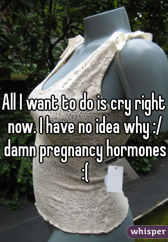 All I want to do is cry right now. I have no idea why :/ damn pregnancy hormones :(