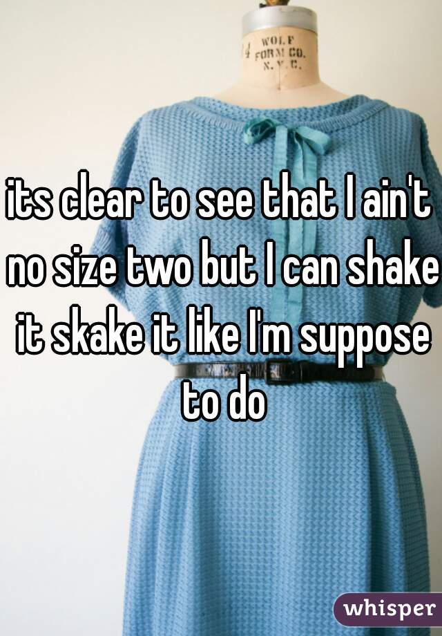 its clear to see that I ain't no size two but I can shake it skake it like I'm suppose to do