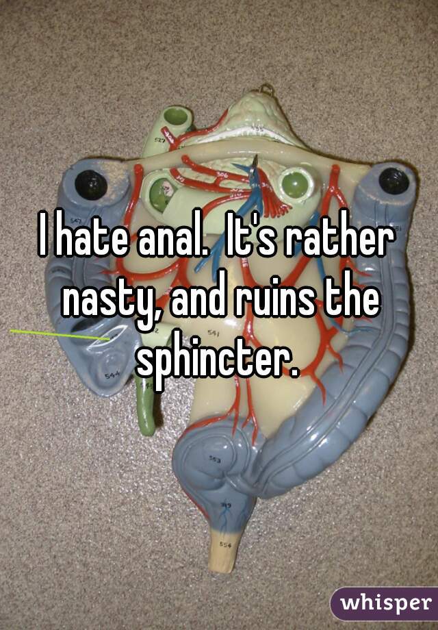 I hate anal.  It's rather nasty, and ruins the sphincter. 