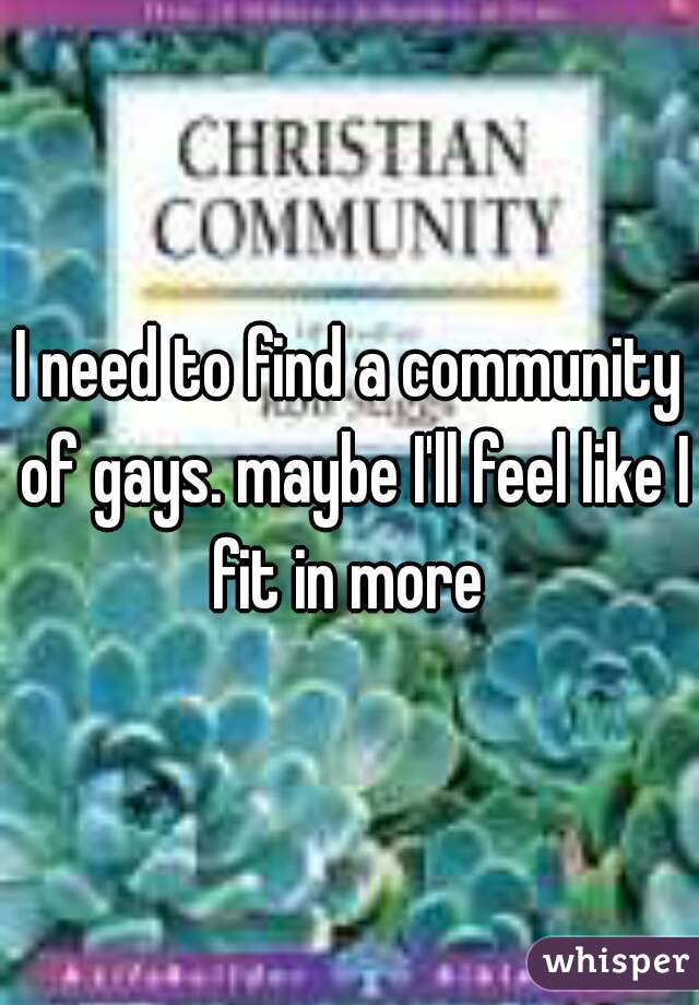 I need to find a community of gays. maybe I'll feel like I fit in more 