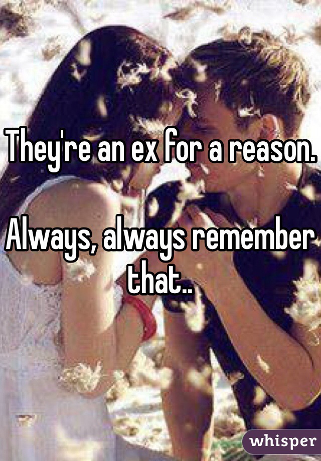 They're an ex for a reason. 

Always, always remember that..