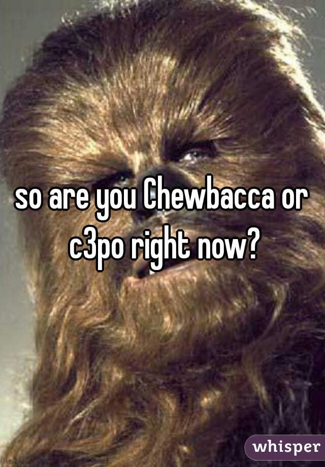 so are you Chewbacca or c3po right now?