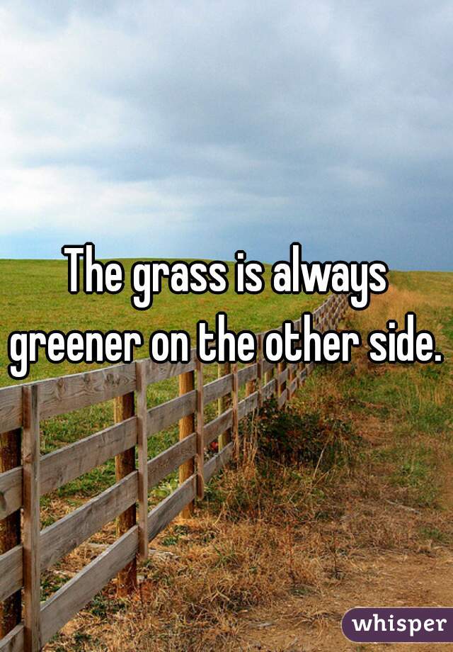 The grass is always greener on the other side. 