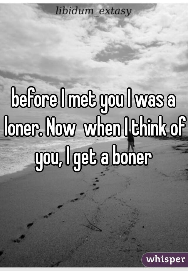 before I met you I was a loner. Now  when I think of you, I get a boner 