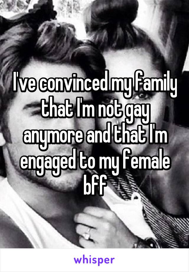 I've convinced my family that I'm not gay anymore and that I'm engaged to my female bff