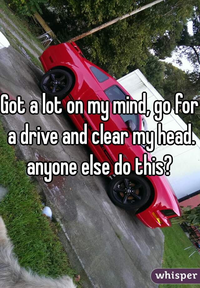 Got a lot on my mind, go for a drive and clear my head. anyone else do this? 