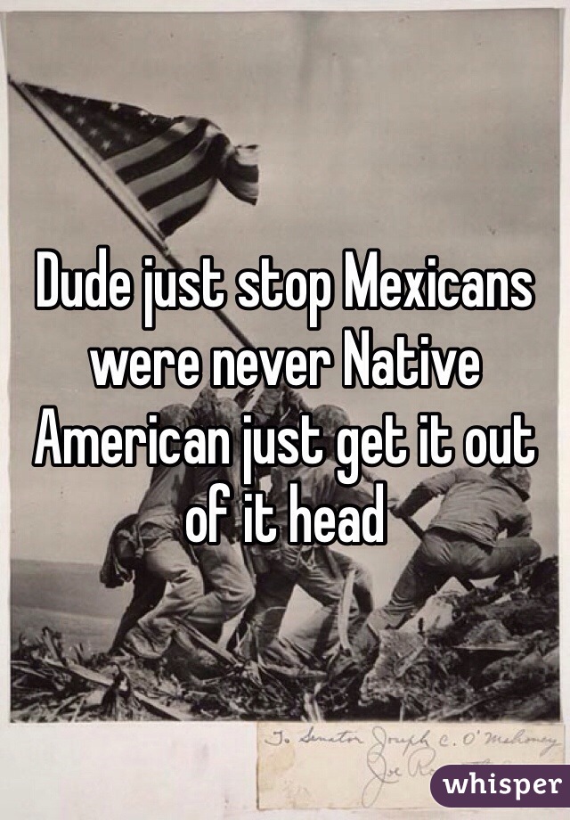 Dude just stop Mexicans were never Native American just get it out of it head