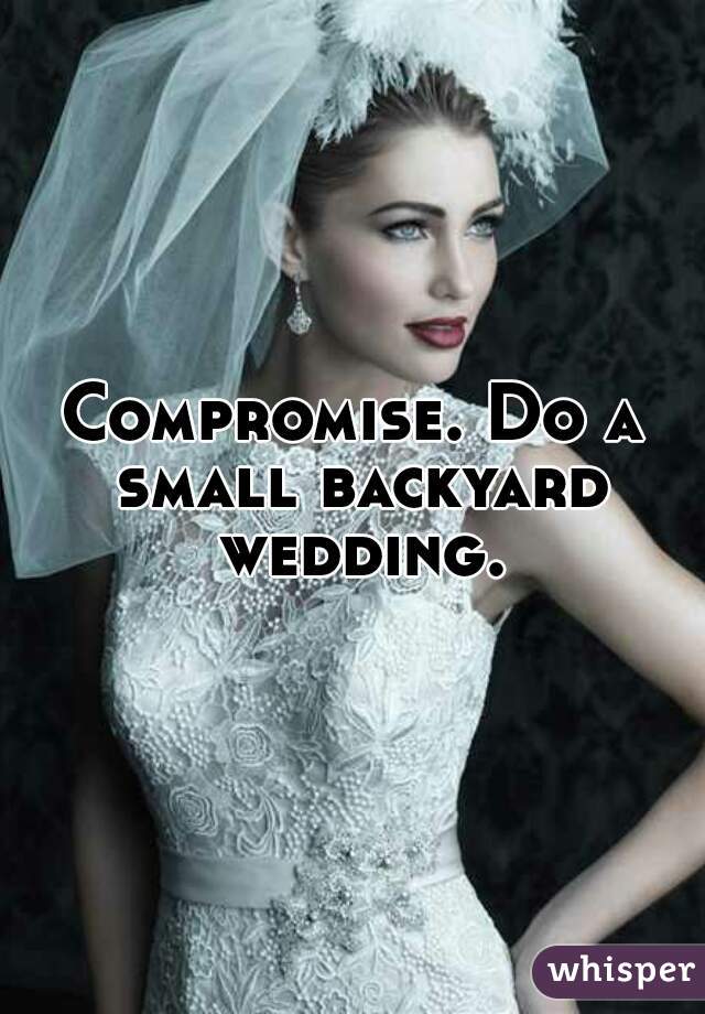 Compromise. Do a small backyard wedding.