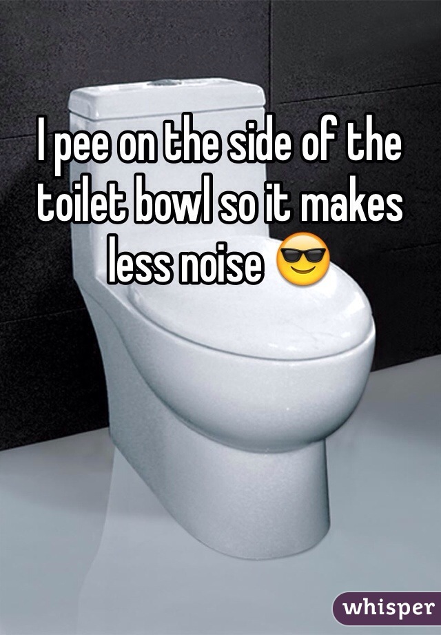 I pee on the side of the toilet bowl so it makes less noise 😎