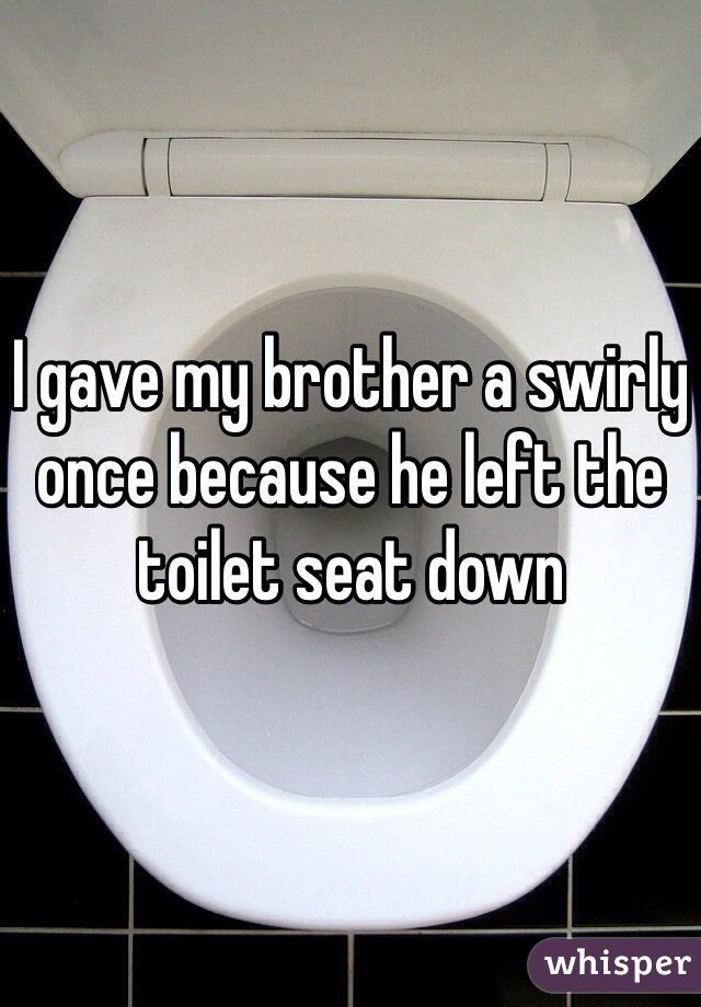 I gave my brother a swirly once because he left the toilet seat down