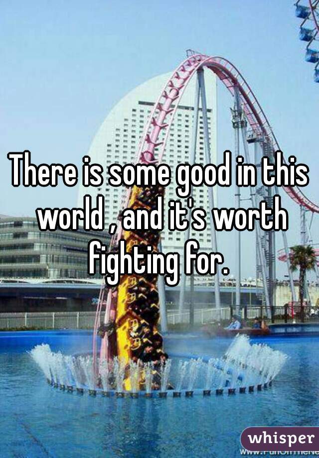 There is some good in this world , and it's worth fighting for. 