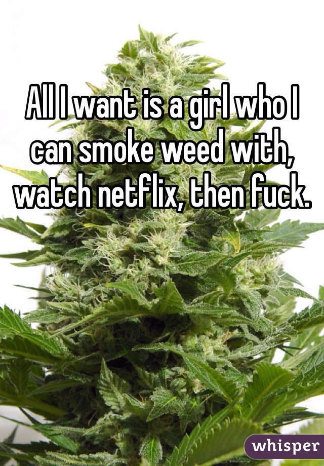 All I want is a girl who I can smoke weed with, watch netflix, then fuck. 
