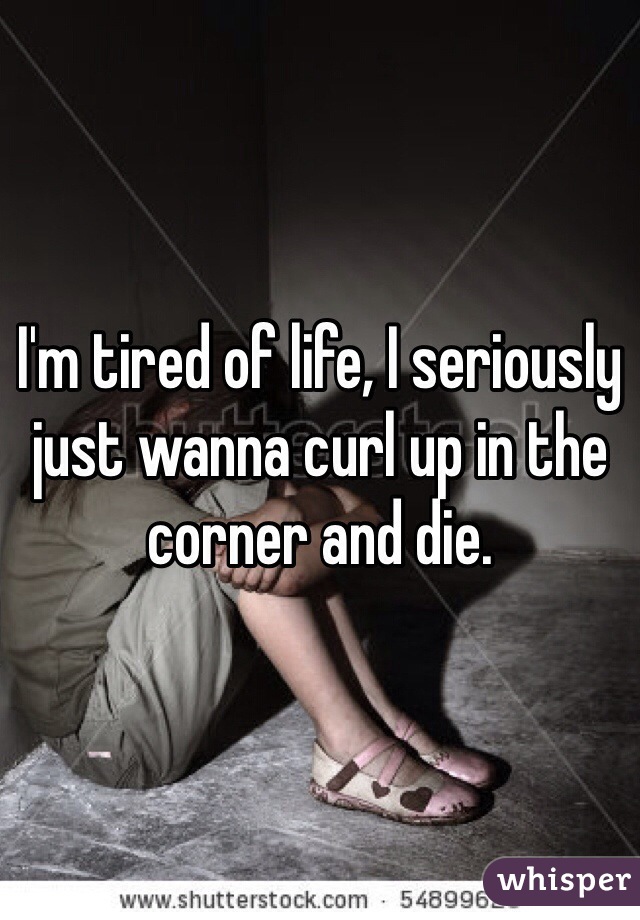 I'm tired of life, I seriously just wanna curl up in the corner and die.