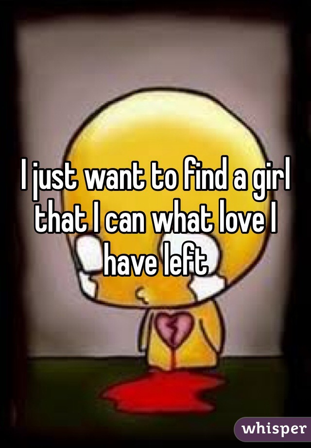 I just want to find a girl that I can what love I have left