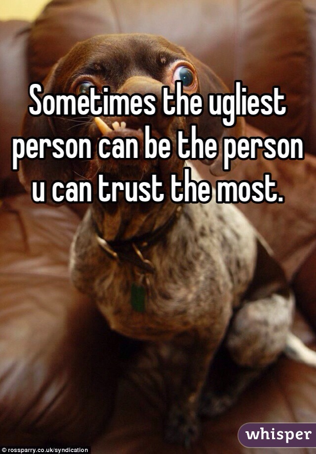Sometimes the ugliest person can be the person u can trust the most.