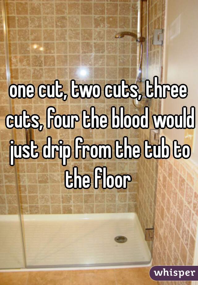 one cut, two cuts, three cuts, four the blood would just drip from the tub to the floor 