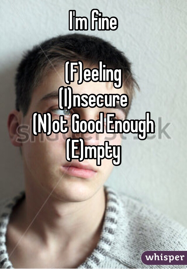 I'm fine

(F)eeling
(I)nsecure
(N)ot Good Enough
(E)mpty