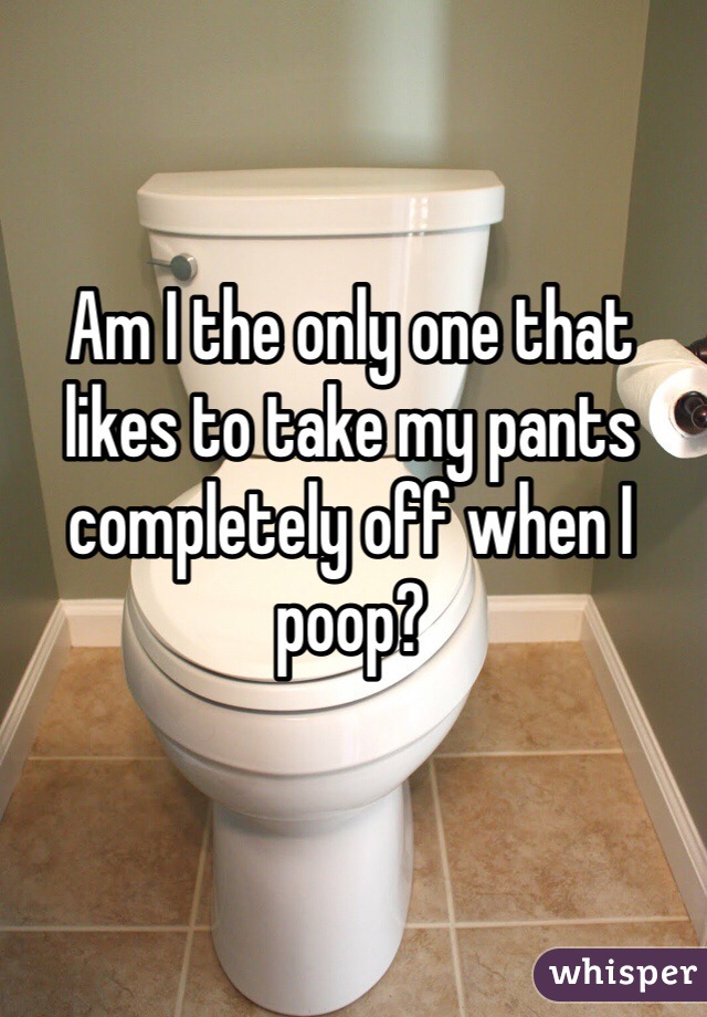 Am I the only one that likes to take my pants completely off when I poop?
