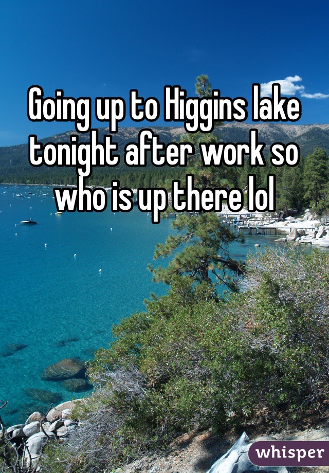Going up to Higgins lake tonight after work so who is up there lol