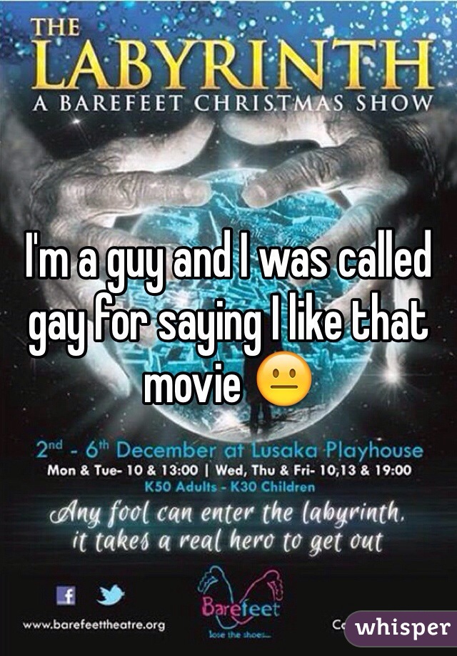 I'm a guy and I was called gay for saying I like that movie 😐