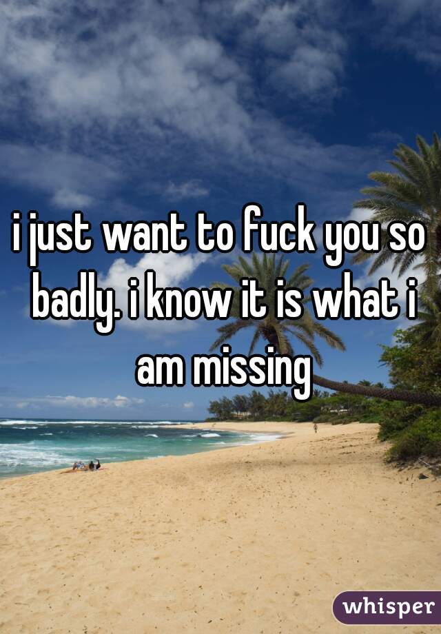 i just want to fuck you so badly. i know it is what i am missing