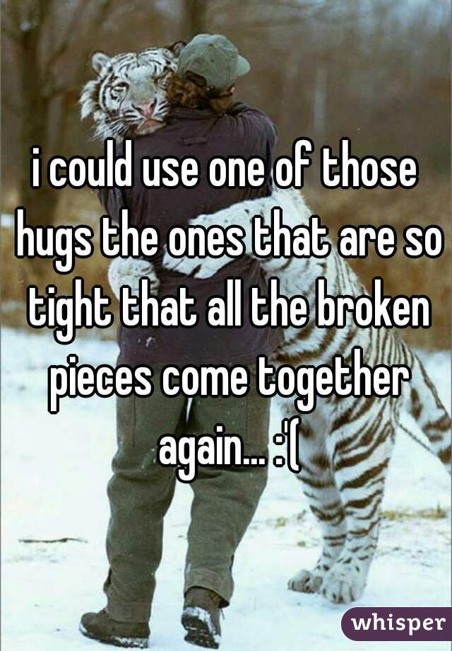i could use one of those hugs the ones that are so tight that all the broken pieces come together again... :'(