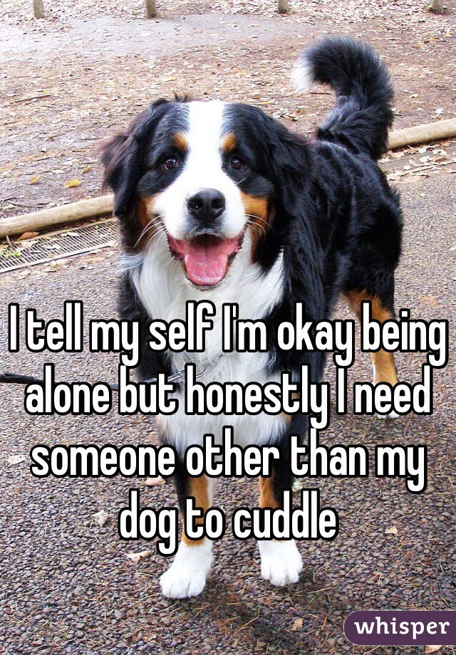 I tell my self I'm okay being alone but honestly I need someone other than my dog to cuddle