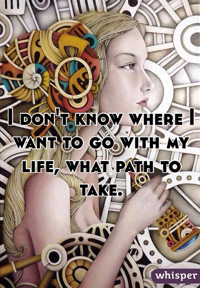 I don't know where I want to go with my life, what path to take. 
