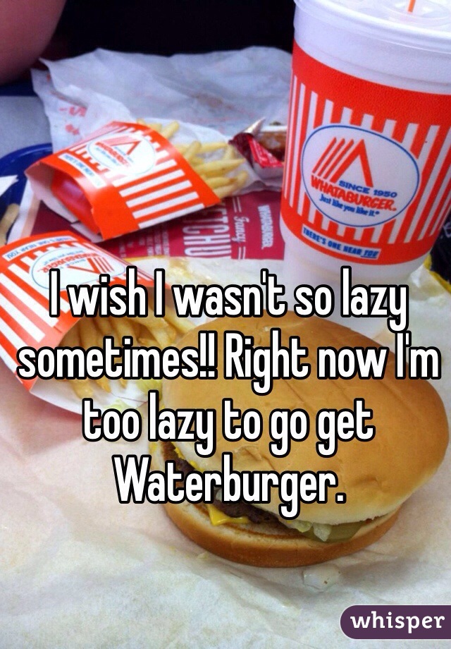 I wish I wasn't so lazy sometimes!! Right now I'm too lazy to go get Waterburger.  