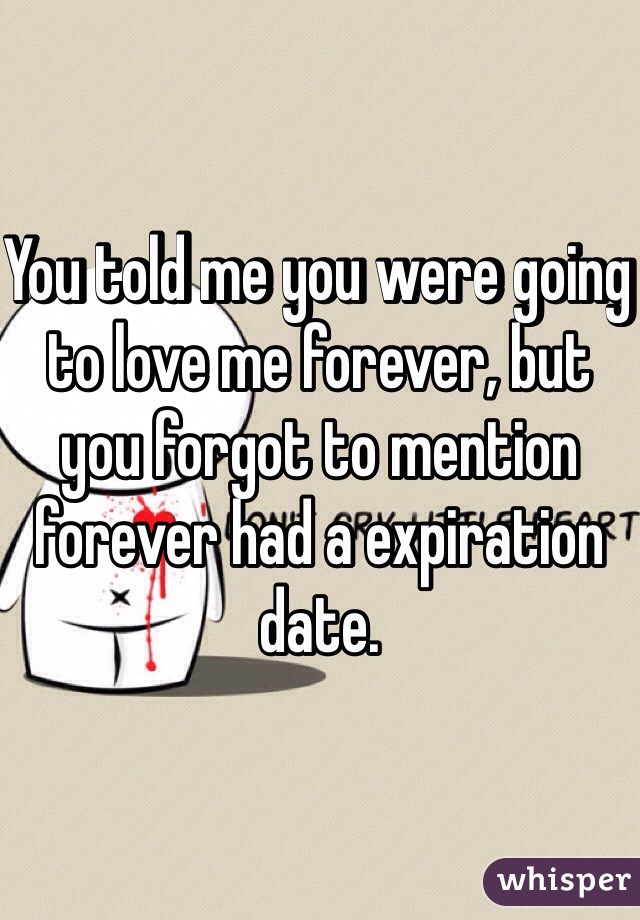 You told me you were going to love me forever, but you forgot to mention forever had a expiration date.