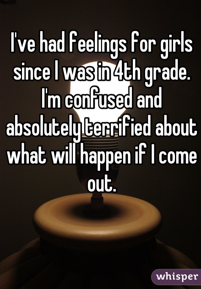 I've had feelings for girls since I was in 4th grade. I'm confused and absolutely terrified about what will happen if I come out.