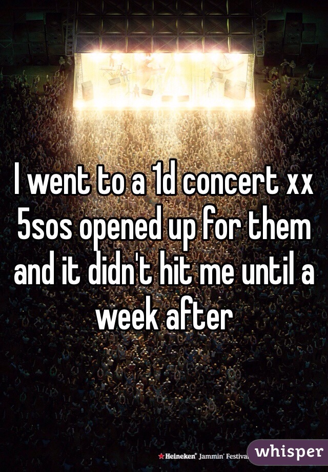 I went to a 1d concert xx 5sos opened up for them and it didn't hit me until a week after 