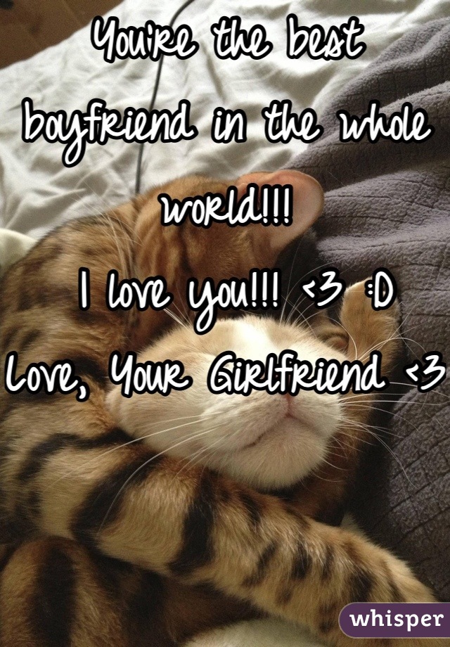 You're the best boyfriend in the whole world!!!
 I love you!!! <3 :D
Love, Your Girlfriend <3