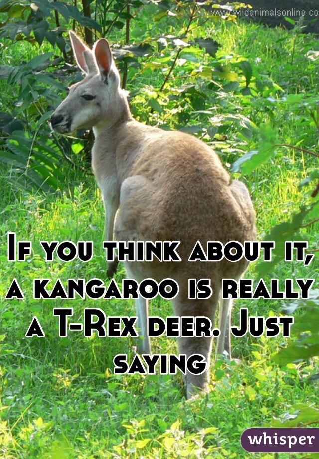 If you think about it, a kangaroo is really a T-Rex deer. Just saying 