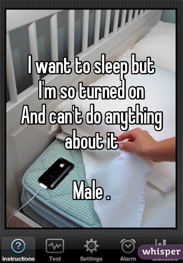 I want to sleep but 
I'm so turned on 
And can't do anything about it 

Male .
