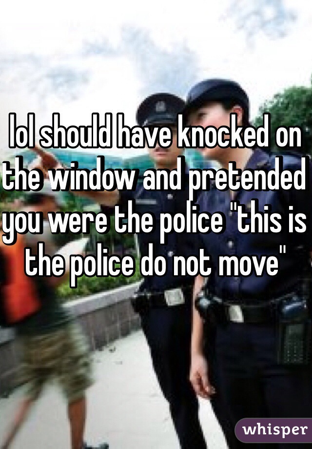 lol should have knocked on the window and pretended you were the police "this is the police do not move" 