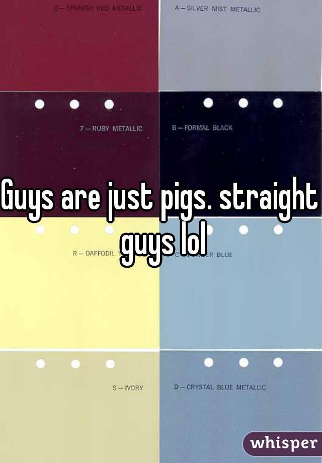 Guys are just pigs. straight guys lol