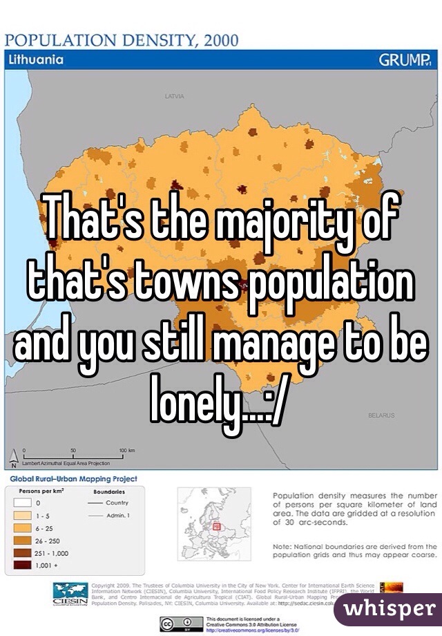 That's the majority of that's towns population and you still manage to be lonely...:/