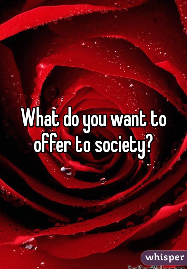 What do you want to offer to society?