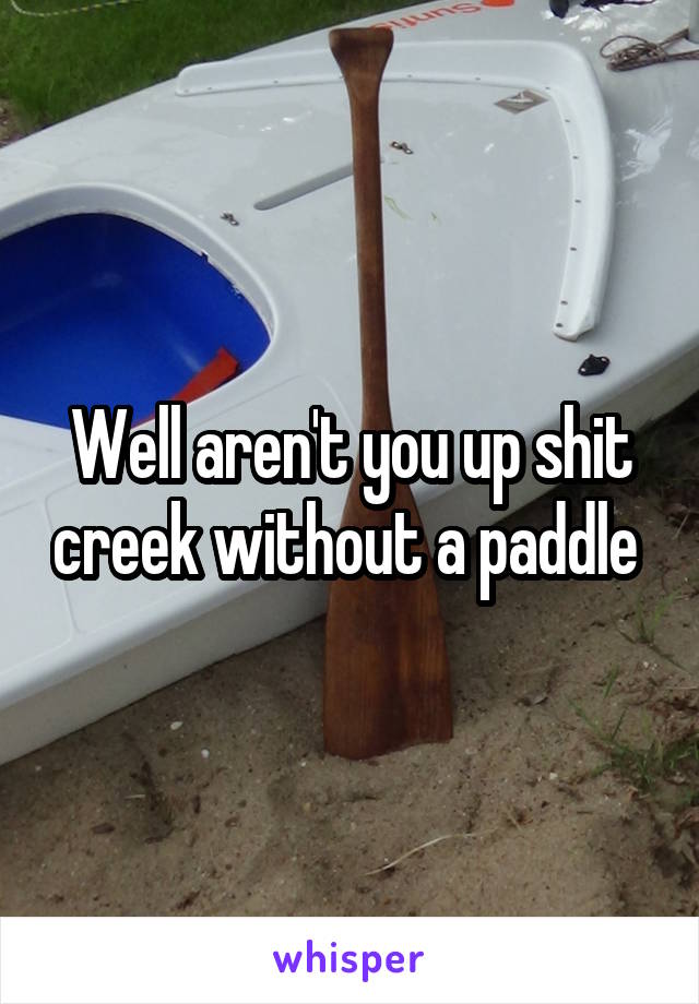 Well aren't you up shit creek without a paddle 