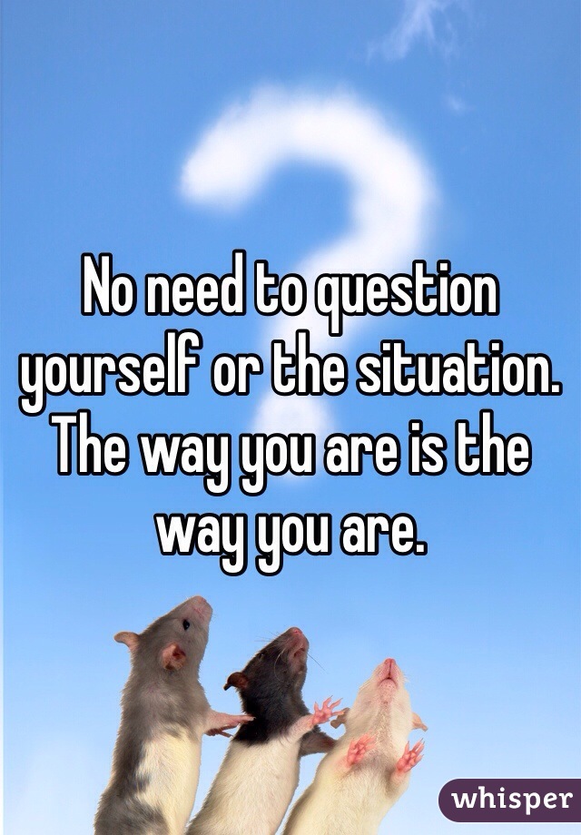 No need to question yourself or the situation. The way you are is the way you are.