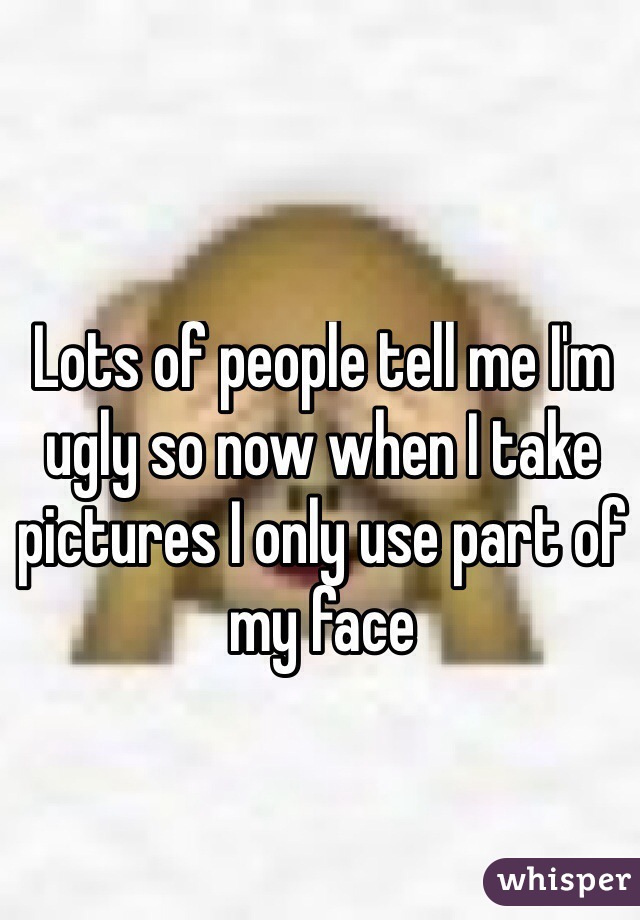 Lots of people tell me I'm ugly so now when I take pictures I only use part of my face 
