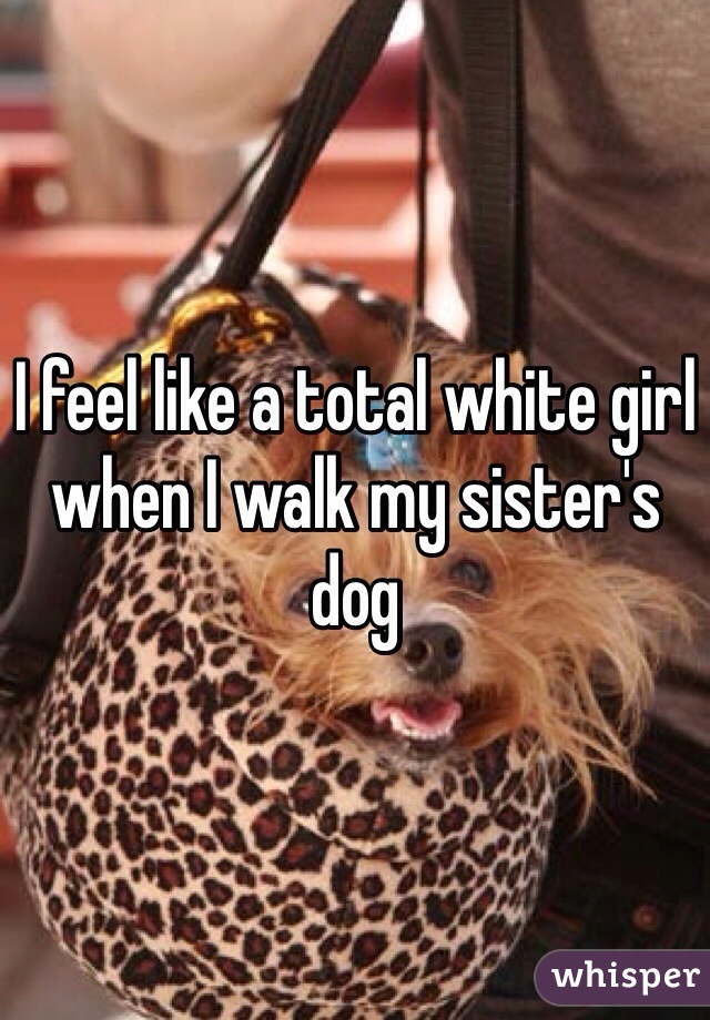 I feel like a total white girl when I walk my sister's dog 